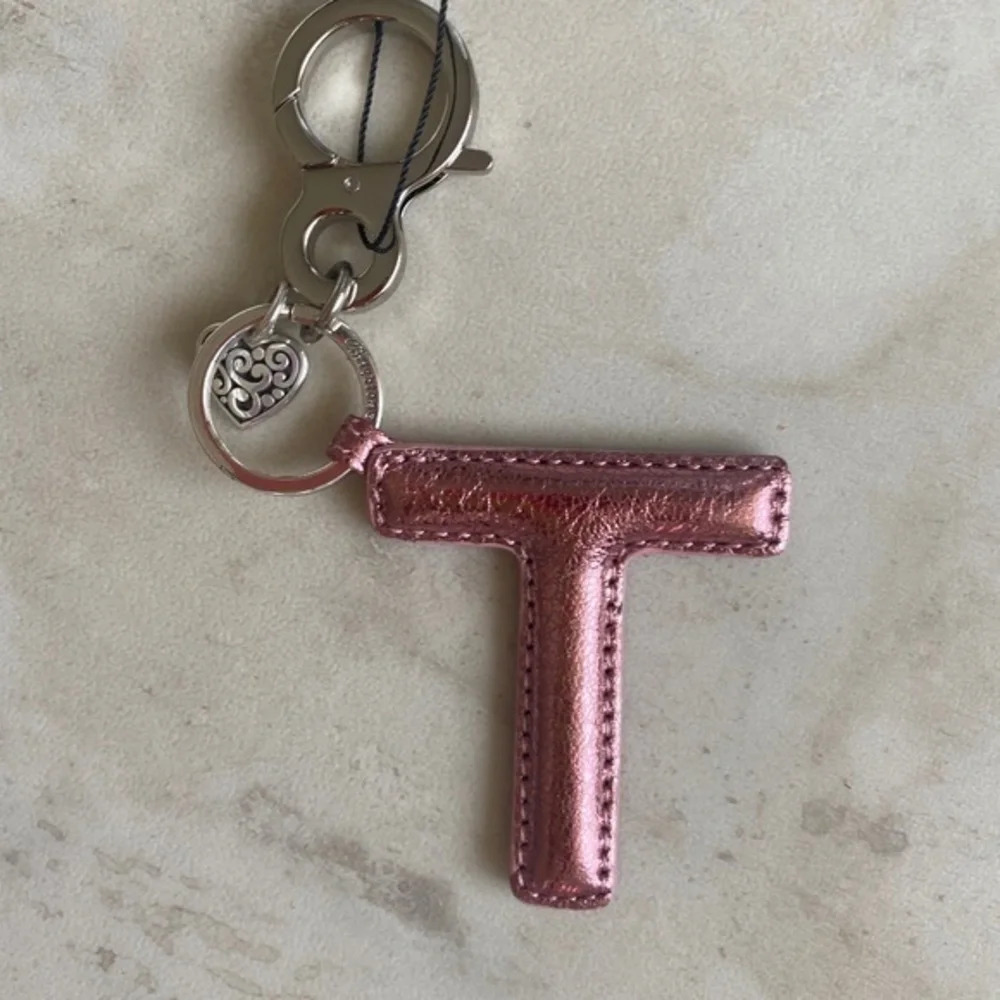 Brighton Monogram Pink "T" Bag Key Fob